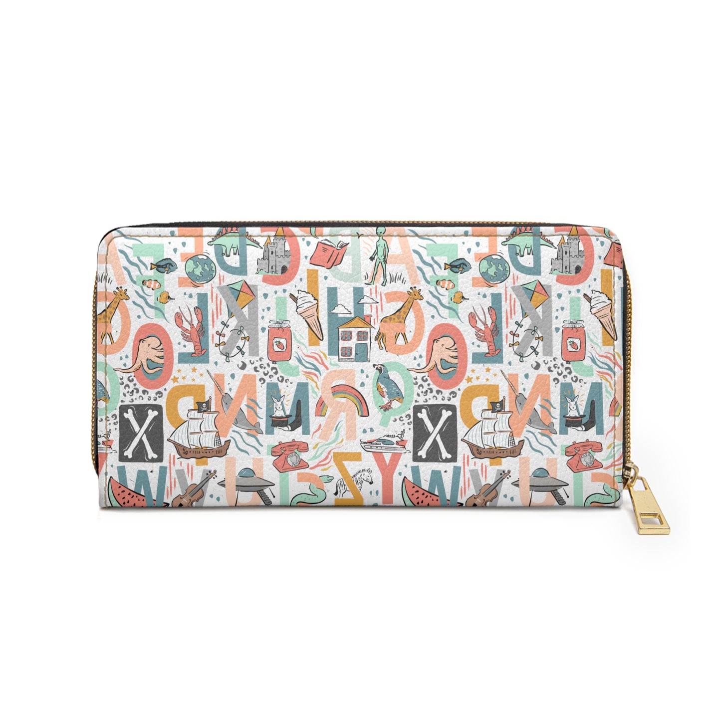 B is for Bamboo Zipper Wallet (white)