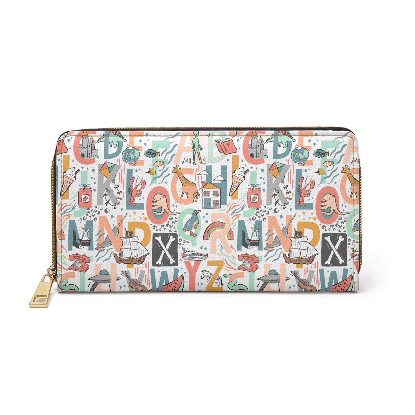B is for Bamboo Zipper Wallet (white)