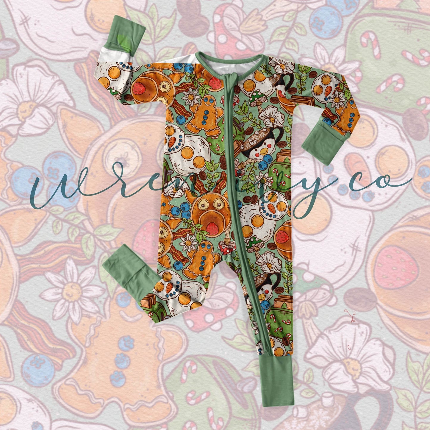 Cottagecore Brekkie Bamboo Baby Pajamas (RTS)