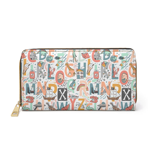 B is for Bamboo Zipper Wallet (white)