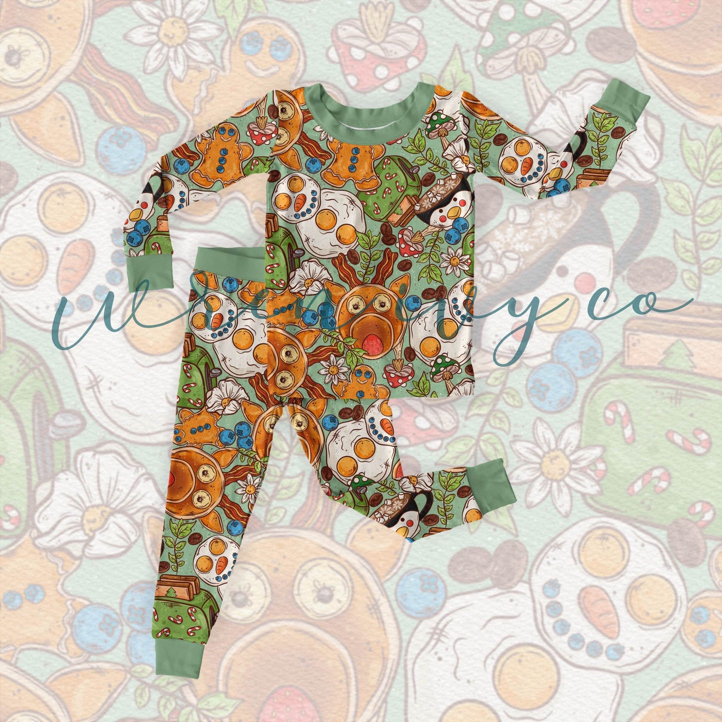 Cottagecore Brekkie Bamboo Baby two piece Pajamas (RTS)