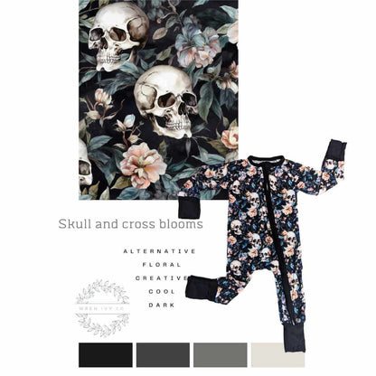 Skull and Cross Blooms All Pajama 36 WrenIvyCo